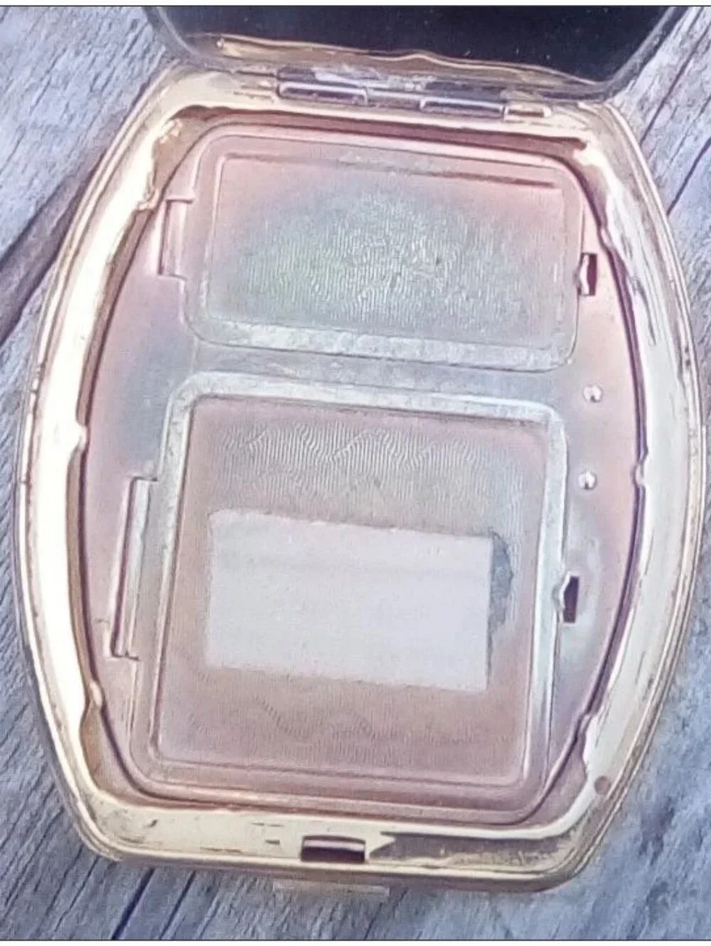 Vintage Floral Powder Compact Mirror Cream Yellow Vanity Case